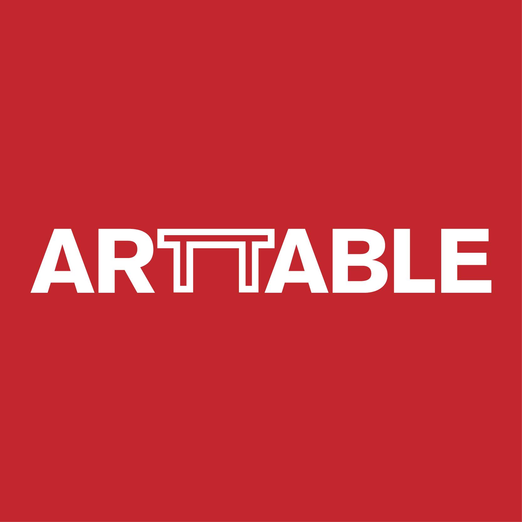 ArtTable logo in white set against a red background